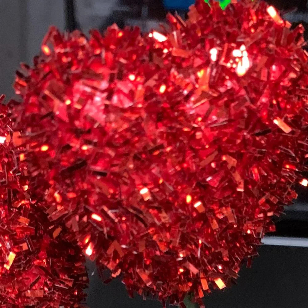 3 Red Glittered Valentine's Hearts